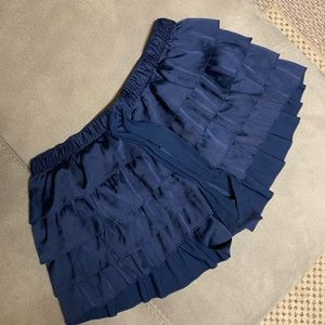 Ruffled silk shorts